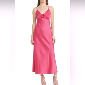 Charles Henry Pink Satin Slip Dress Long Sz M NWT